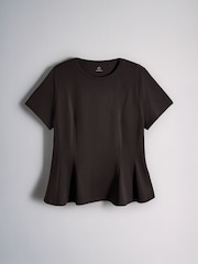 The Set 3 Pack Peplum T-Shirts Black/Brown/White - Image 2 of 6