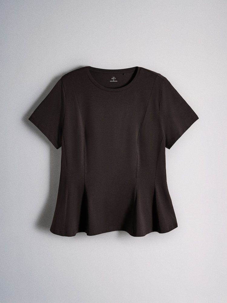 The Set 3 Pack Peplum T-Shirts Black/Brown/White - Image 2 of 6