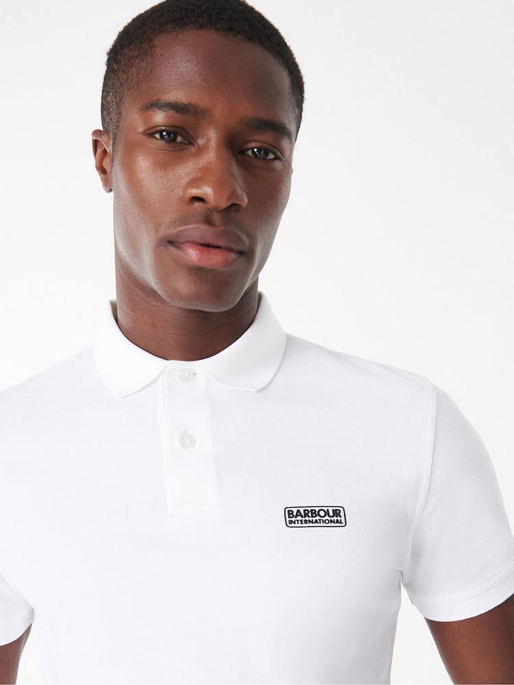 Barbour® International White Cotton Essential Polo Shirt - Image 5 of 5 Barbour® International White Cotton Essential Polo Shirt - Image 5 of 5