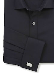 Savile Row Company Black Slim Fit Cotton Herringbone Double Cuff Formal Shirt - Image 3 of 3