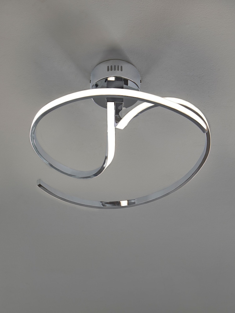 Chrome Sculptural LED Flush Fitting Ceiling Light - Image 1 of 5