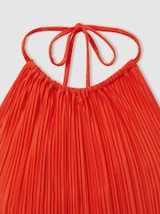 Good American Red Good American Plisse Halter-Neck Beach Cover-Up Top - Image 2 of 5