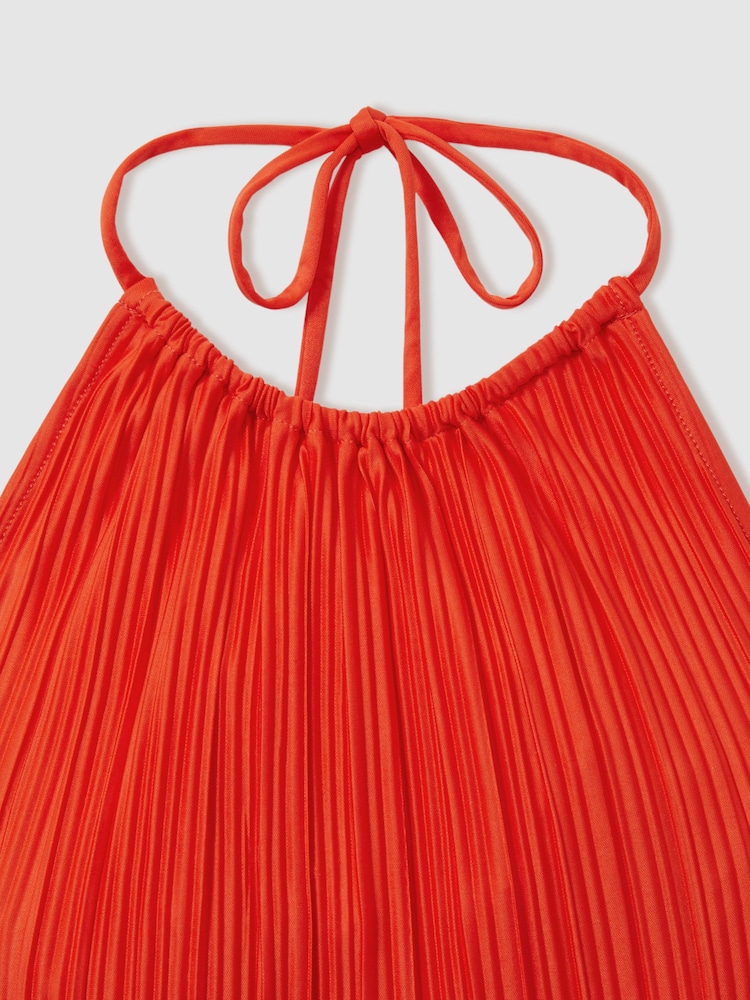 Good American Red Good American Plisse Halter-Neck Beach Cover-Up Top - Image 2 of 5