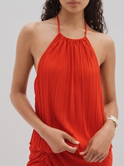 Good American Red Good American Plisse Halter-Neck Beach Cover-Up Top - Image 3 of 5