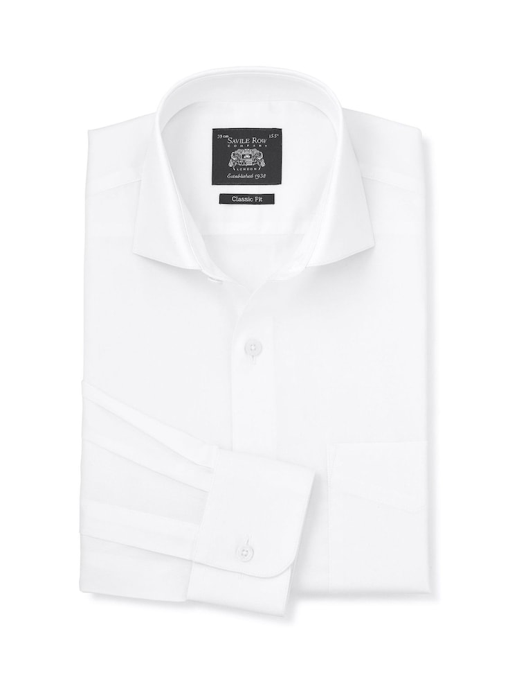 Belo - Savile Row Company Classic Fit pamučna keperna jednostruka manžetna Formalna košulja - Slika 1 od 3 Belo - Savile Row Company Classic Fit pamučna keperna jednostruka manžetna Formalna košulja - Slika 1 od 3