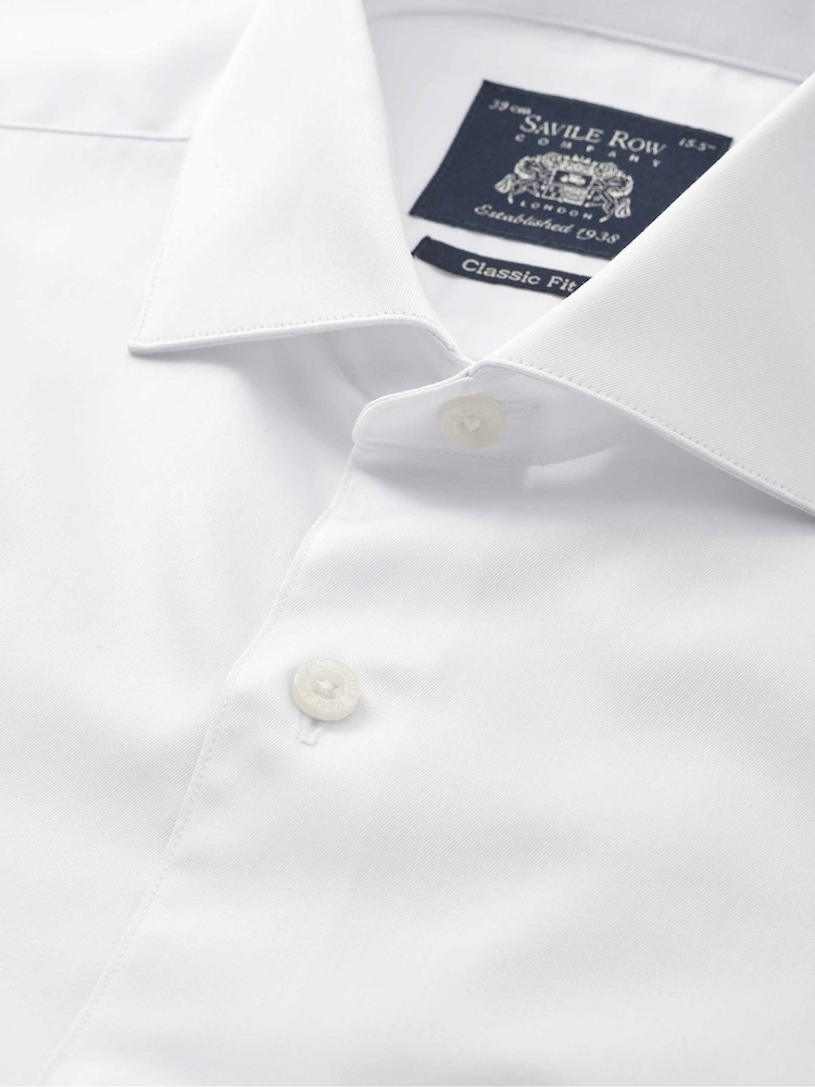 Belo - Savile Row Company Classic Fit pamučna keperna jednostruka manžetna Formalna košulja - Slika 2 od 3 Belo - Savile Row Company Classic Fit pamučna keperna jednostruka manžetna Formalna košulja - Slika 2 od 3