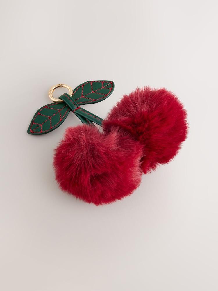 레드 - Faux Fur Cherry Bag Charm - 3의 이미지 1