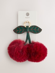 레드 - Faux Fur Cherry Bag Charm - 3의 이미지 3