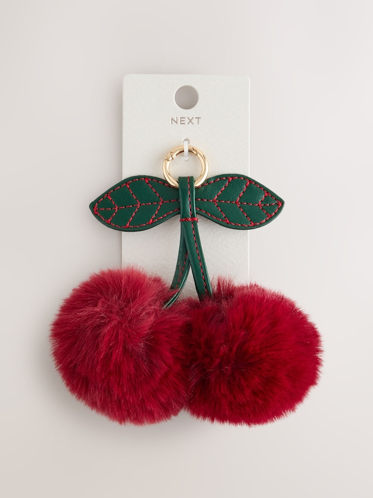 레드 - Faux Fur Cherry Bag Charm - 3의 이미지 3