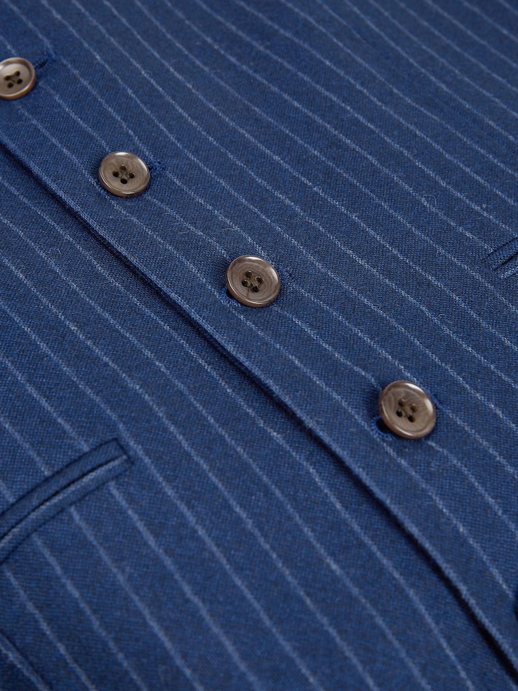 Blue Stripe Signature Empire Mills 100% Wool Stripe Suit: Waistcoat - Image 6 of 6
