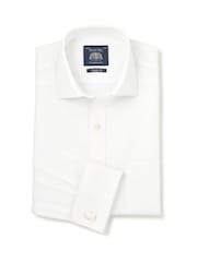 Savile Row Company Classic Fit Cotton Dobby Paisley Double Cuff Formal Shirt - Imaginea 1 din 3