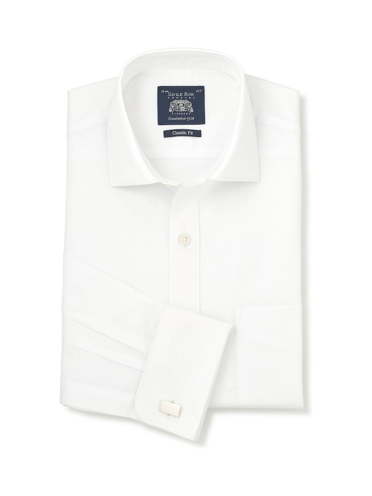 Savile Row Company Classic Fit Cotton Dobby Paisley Double Cuff Formal Shirt - Imaginea 1 din 3