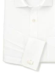 Savile Row Company Classic Fit Cotton Dobby Paisley Double Cuff Formal Shirt - Imaginea 3 din 3