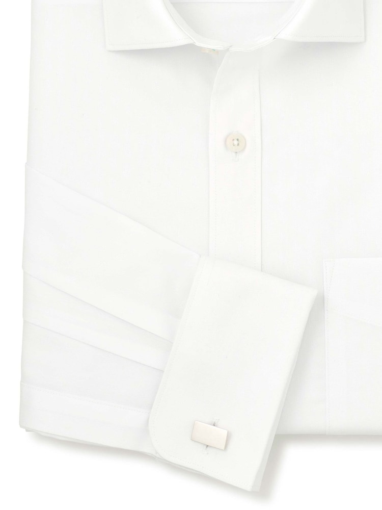 Savile Row Company Classic Fit Cotton Dobby Paisley Double Cuff Formal Shirt - Imaginea 3 din 3