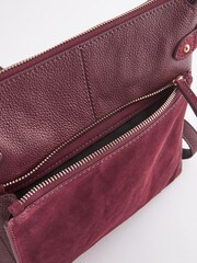 Berry Red Leather Pocket Messenger Bag - Image 5 of 8
