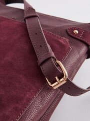Berry Red Leather Pocket Messenger Bag - Image 6 of 8