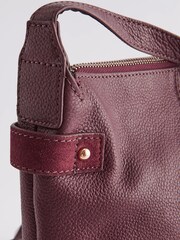 Berry Red Leather Pocket Messenger Bag - Image 7 of 8