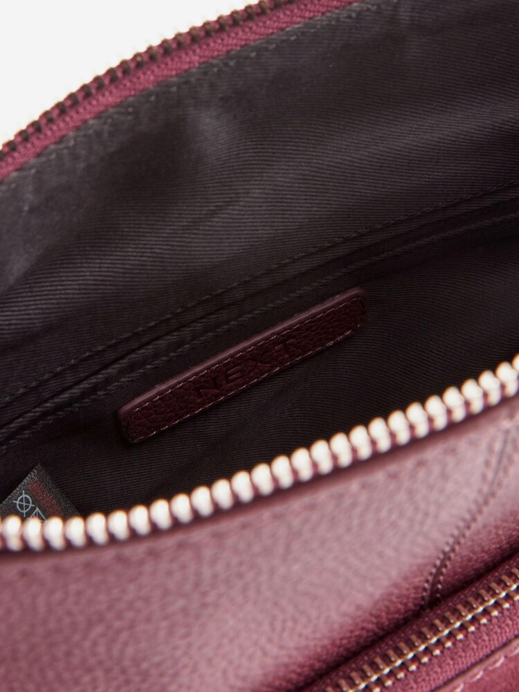 Berry Red Leather Pocket Messenger Bag - Image 8 of 8