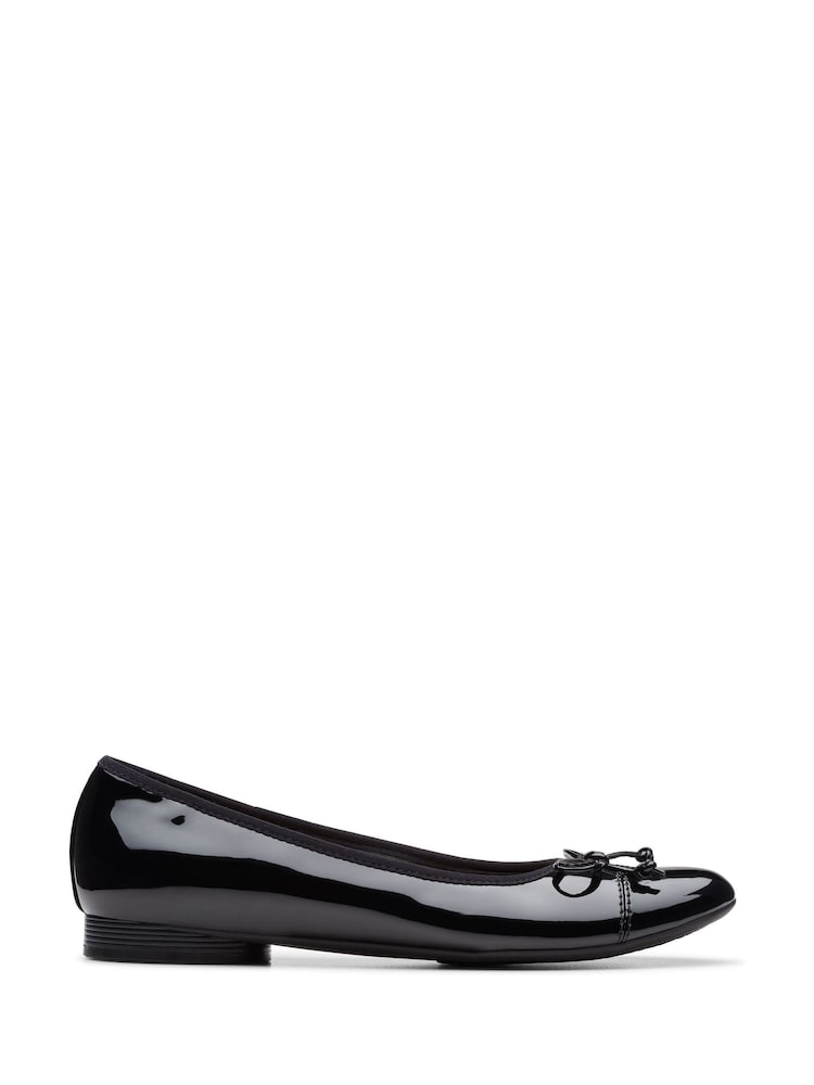 Clarks Black Standard Fit (D) Patent Leather Loreleigh Ballerina Shoes - Image 1 of 8