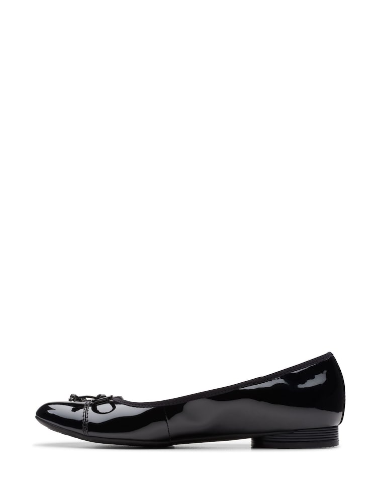 Clarks Black Standard Fit (D) Patent Leather Loreleigh Ballerina Shoes - Image 2 of 8