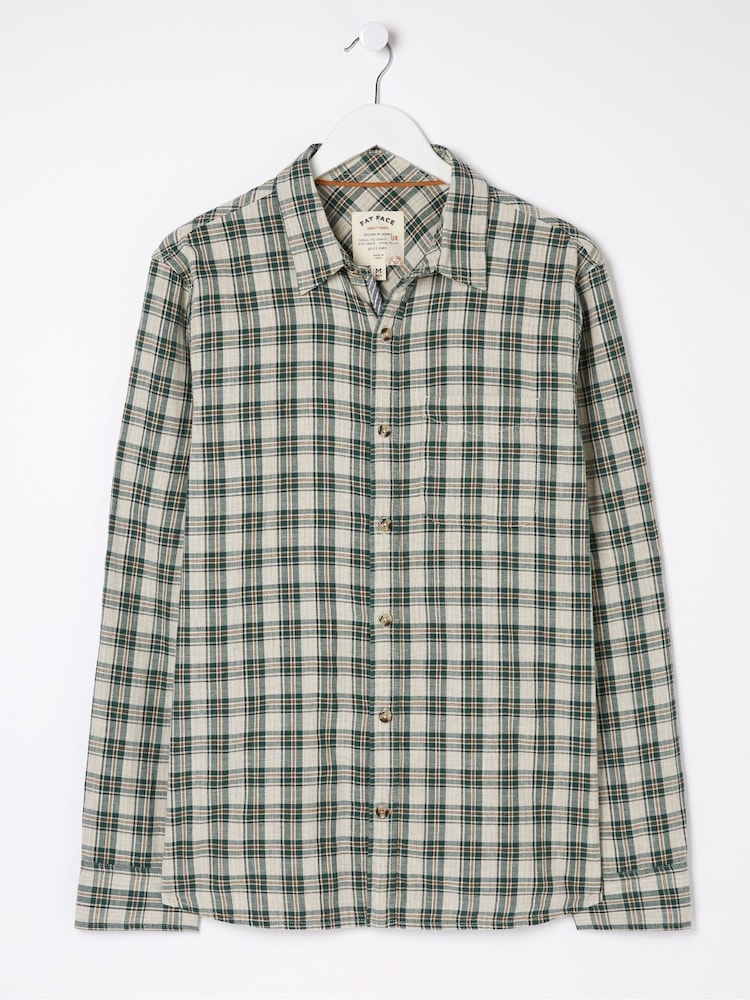 FatFace Green Chesil Grid Check Shirt - Image 5 of 5