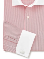 Savile Row Company Red Striped Classic Fit Cotton Poplin Double Cuff Winchester Shirt - Image 3 of 3