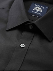 Savile Row Company Black Classic Fit Cotton Herringbone Double Cuff Formal Shirt - Image 2 of 3