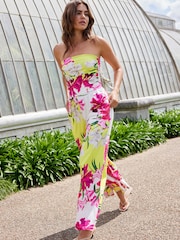 Lime Green and Pink floral 100% Cotton Kew Collection Bandeau Jumpsuit - Image 1 of 6