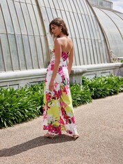 Lime Green and Pink floral 100% Cotton Kew Collection Bandeau Jumpsuit - Image 3 of 6