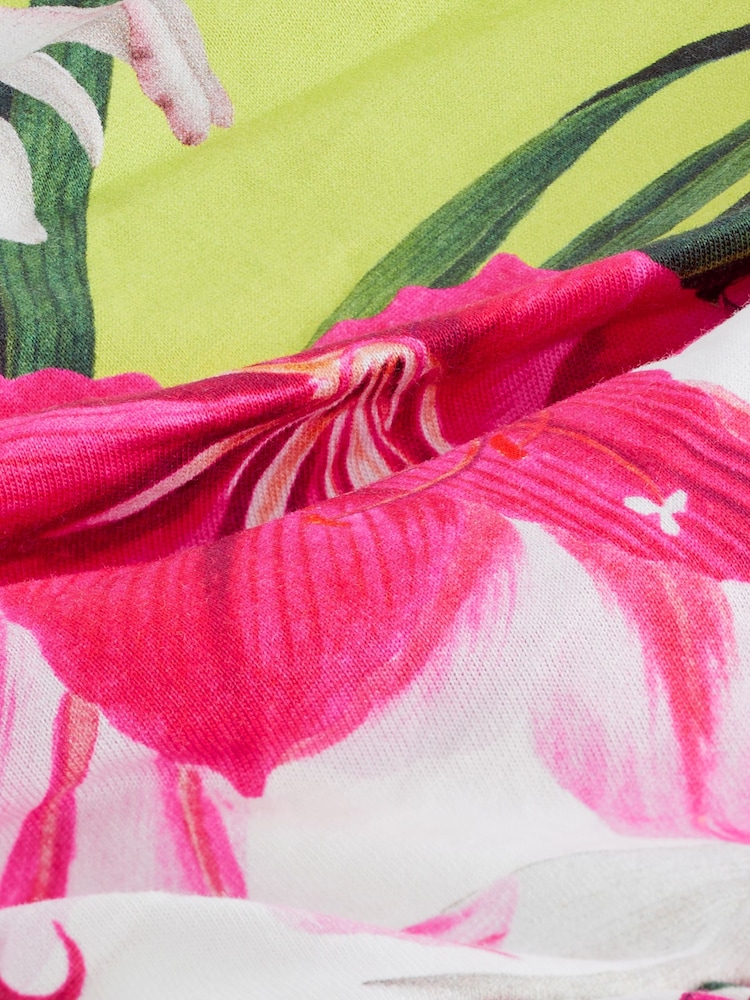 Lime Green and Pink floral 100% Cotton Kew Collection Bandeau Jumpsuit - Image 6 of 6