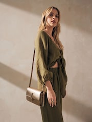 Gold Metallic Raffia Cross-Body Bag - Image 1 of 9