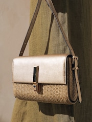 Gold Metallic Raffia Cross-Body Bag - Image 4 of 9