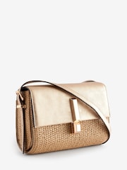 Gold Metallic Raffia Cross-Body Bag - Image 5 of 9