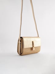 Gold Metallic Raffia Cross-Body Bag - Image 7 of 9