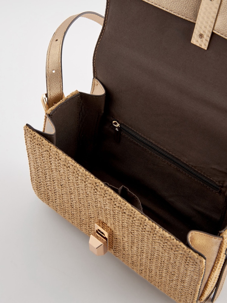Gold Metallic Raffia Cross-Body Bag - Image 9 of 9