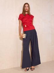 Friends Like These Red Draped Hardware Detail Off The Shoulder Top - Image 4 of 6