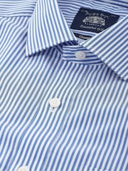 Savile Row Company Blue Classic Fit Striped Cotton Poplin Double Cuff Formal Shirt - Image 2 of 3