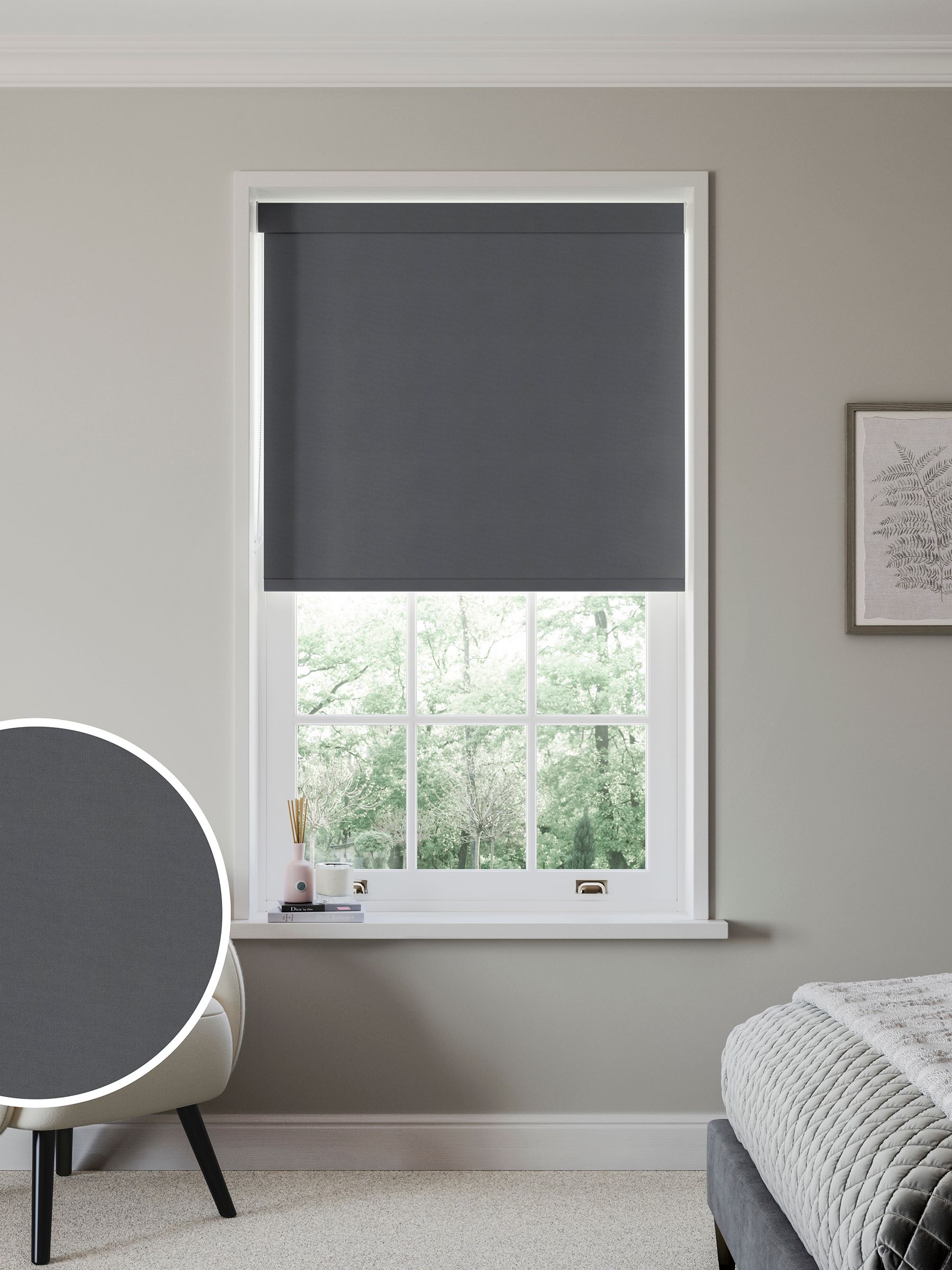 Buy Charcoal Grey Plain Made to Measure Blackout Roller Blind from the Next UK online shop