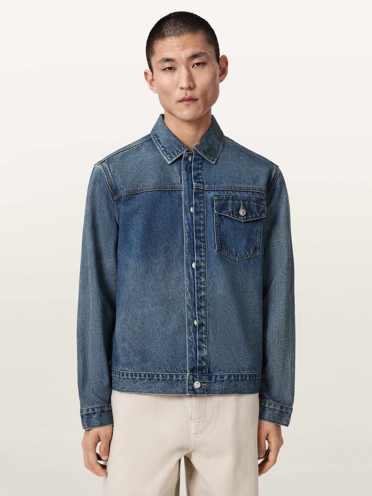 AllSaints Blue Roth Denim Jacket - Image 1 of 6 AllSaints Blue Roth Denim Jacket - Image 1 of 6