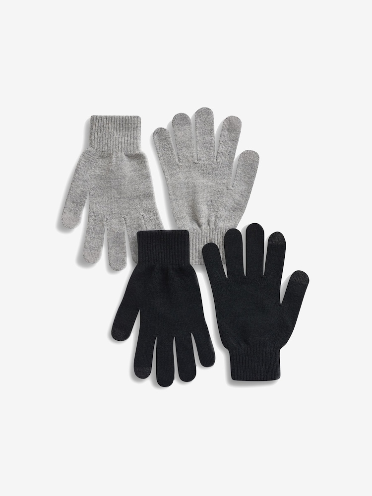 Black/Grey Magic Touchscreen Gloves 2 Pack - Image 1 of 2