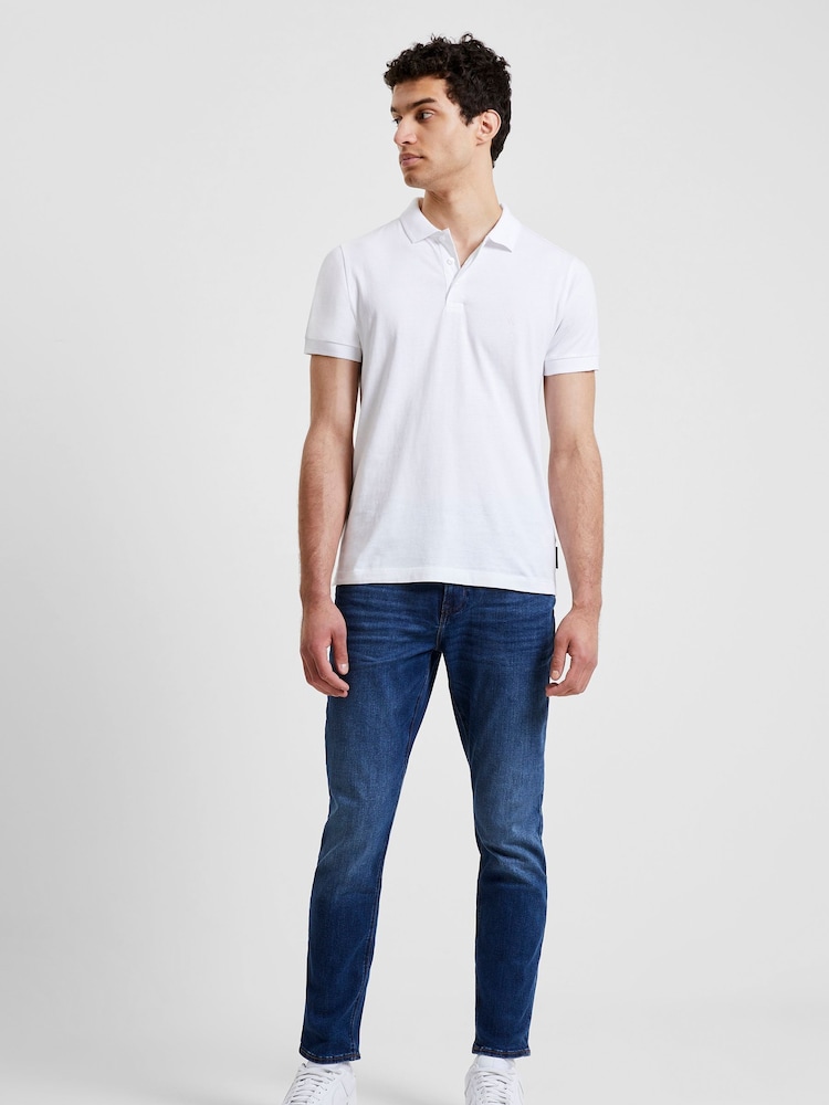 French Connection White Signature 100% Cotton Polo Shirt - Image 2 of 4