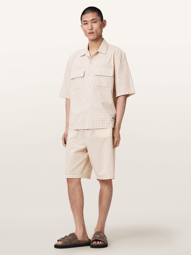AllSaints Yellow Rockland Short Sleeve Shirt - Image 2 of 6 AllSaints Yellow Rockland Short Sleeve Shirt - Image 2 of 6