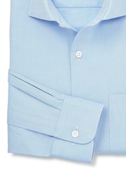 Blå - Savile Row Company Classic Fit Cotton Dobby Single Cuff Formal Shirt - Bild 3 av 3