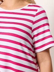 Yours Curve Pink Stripe Ribbed Swing Top - Image 4 of 5