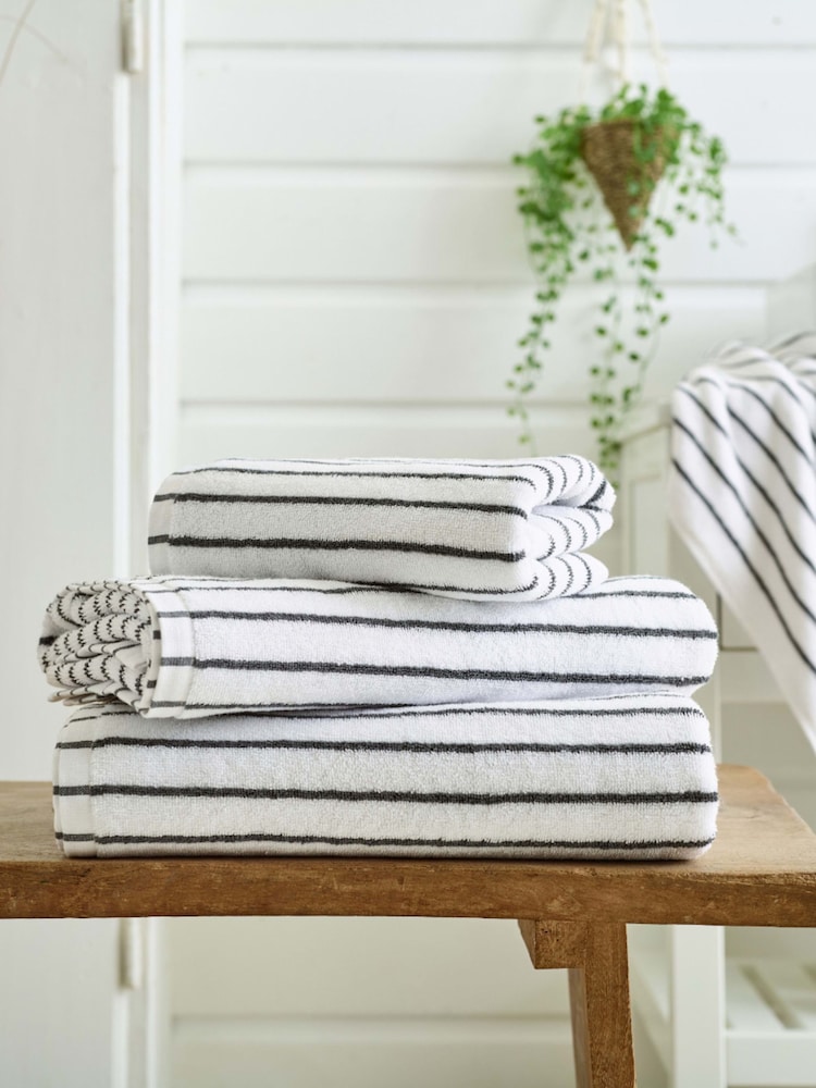 Deyongs Grey Malmo 100% Cotton Stripe Towel - Image 1 of 3 Deyongs Grey Malmo 100% Cotton Stripe Towel - Image 1 of 3