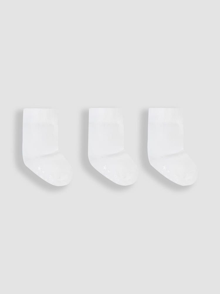 JoJo Maman Bébé White 3-Pack Short Cotton Socks - Image 1 of 3