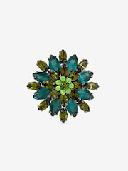 Mood Green Emerald Hematite Plated Statement Floral Brooch - Image 1 of 1