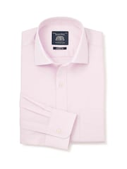 Savile Row Company Pink Prince of Wales Check Classic Fit Cotton Twill Single Cuff Formal Shirt - Image 1 of 3