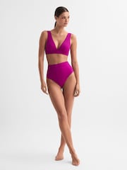 Reiss Magenta Tara Italian Fabric High Rise Bikini Bottoms - Image 1 of 4