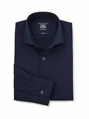 Blau - Savile Row Company Slim-Fit-Baumwolltwill-Hemd mit einfacher Manschette, formell - Bild 1 von 3